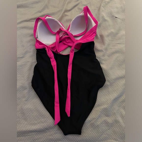 Eomenie tummy control one piece bathing suit with cutouts and tie back - Picture 2 of 2